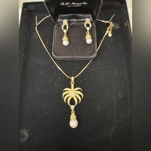 Gold tone elegant earring and necklace set 
Never worn